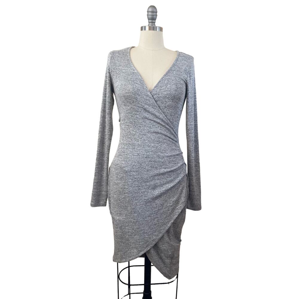 Forever 21 Women's Dress Size S Grey Bodycon Plunge Neck
